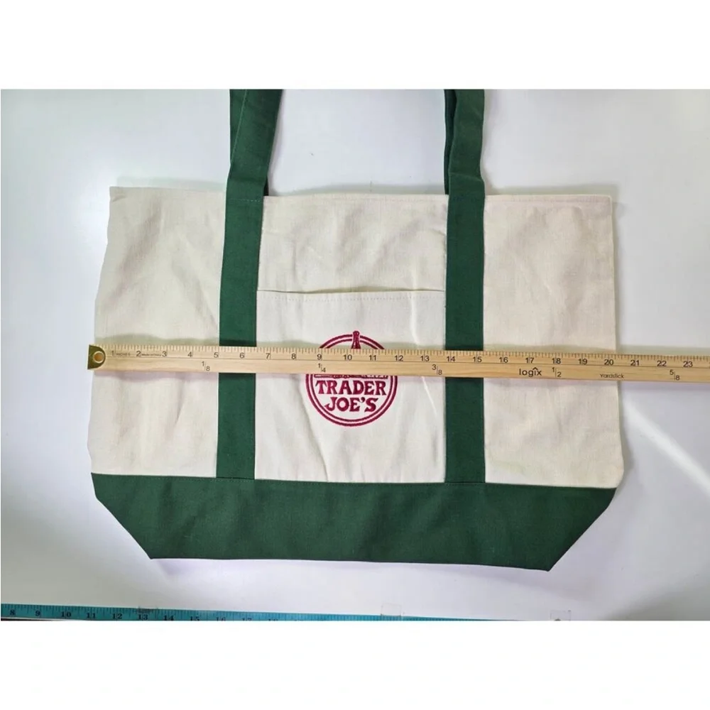 NWT: Trader Joe's Canvas Tote Shopping Bag, green - Picture 3 of 7